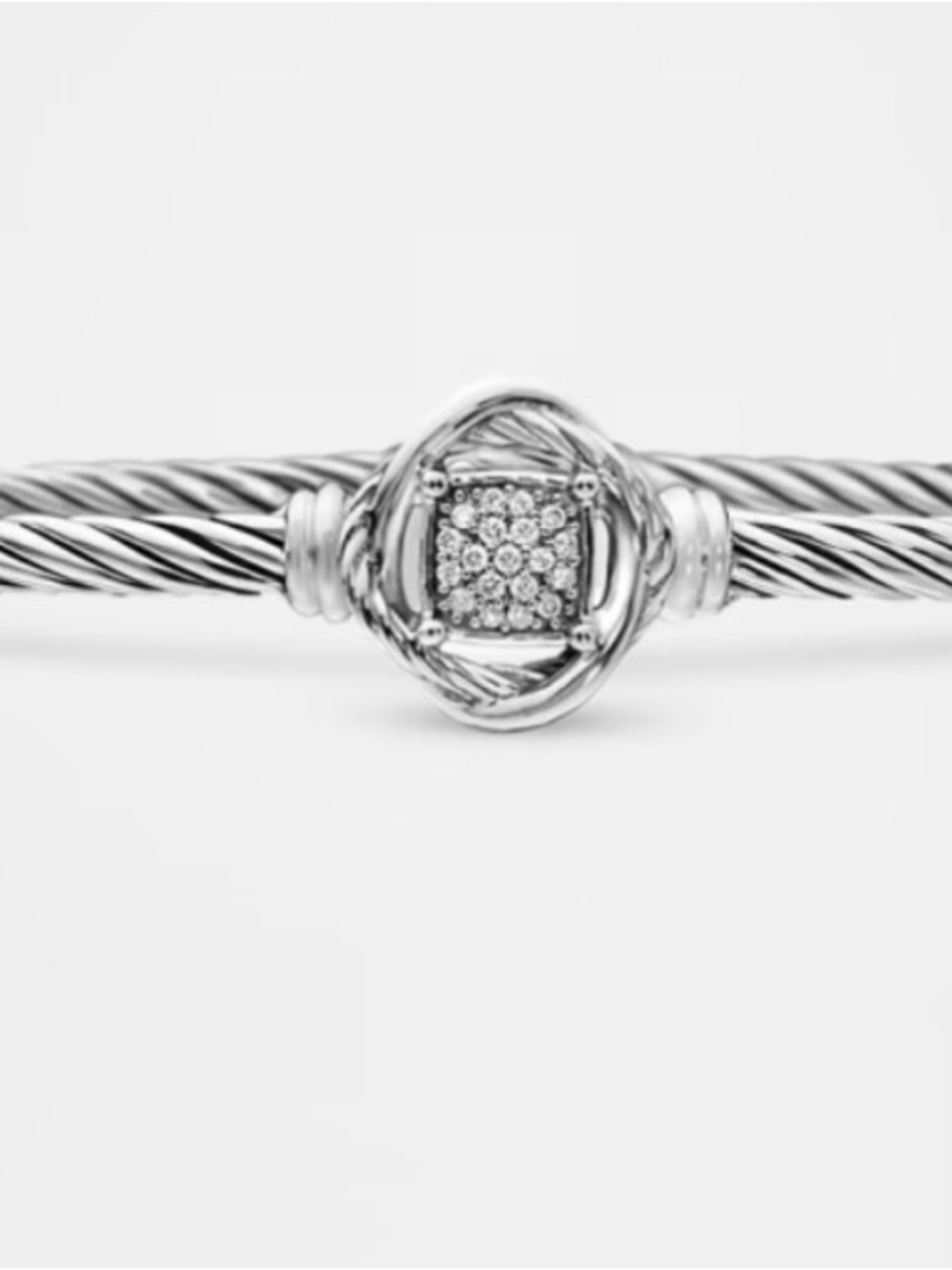 David Yurman Sterling Silver Petite Infinity Bracelet with Diamonds.